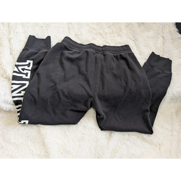 Victoria's Secret Pink Brand Black Jogger Sweatpants Elastic Waist Size Medium - Picture 2 of 10
